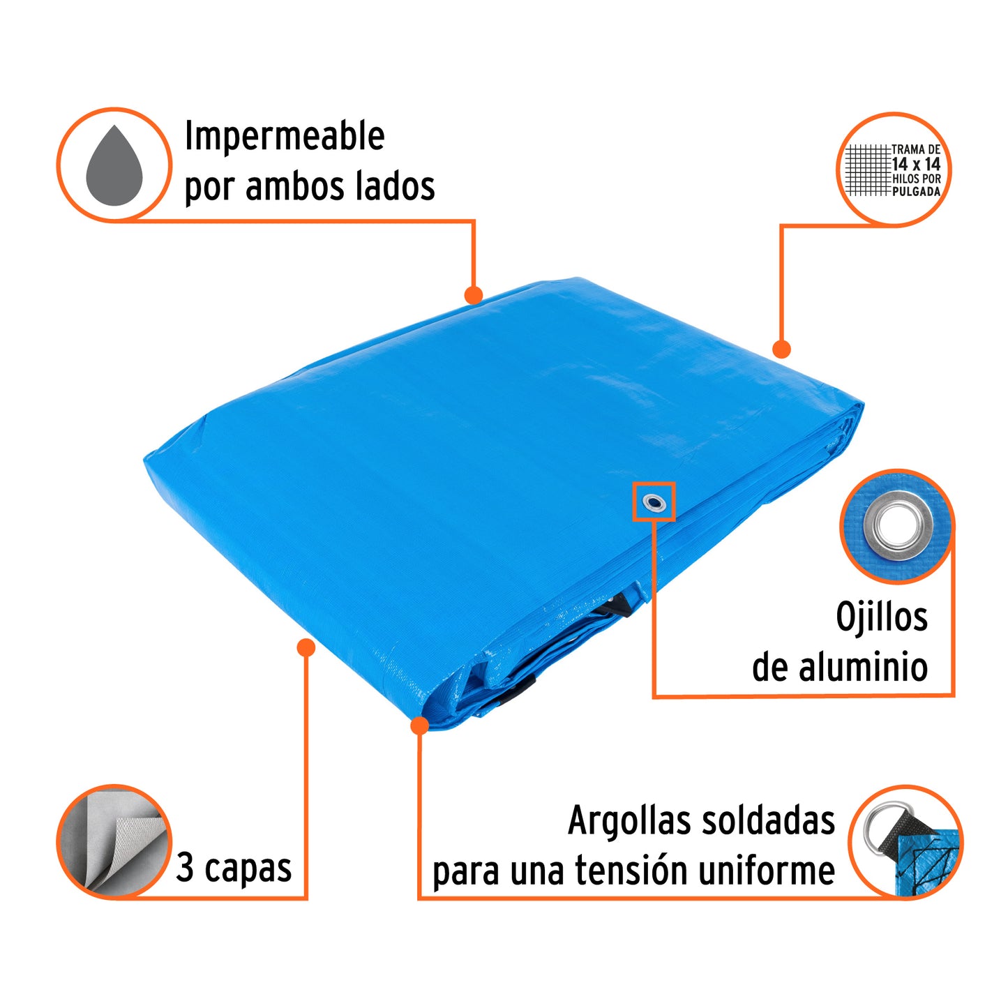 Lona Polietileno Reforzada 9x14 m Azul 180g