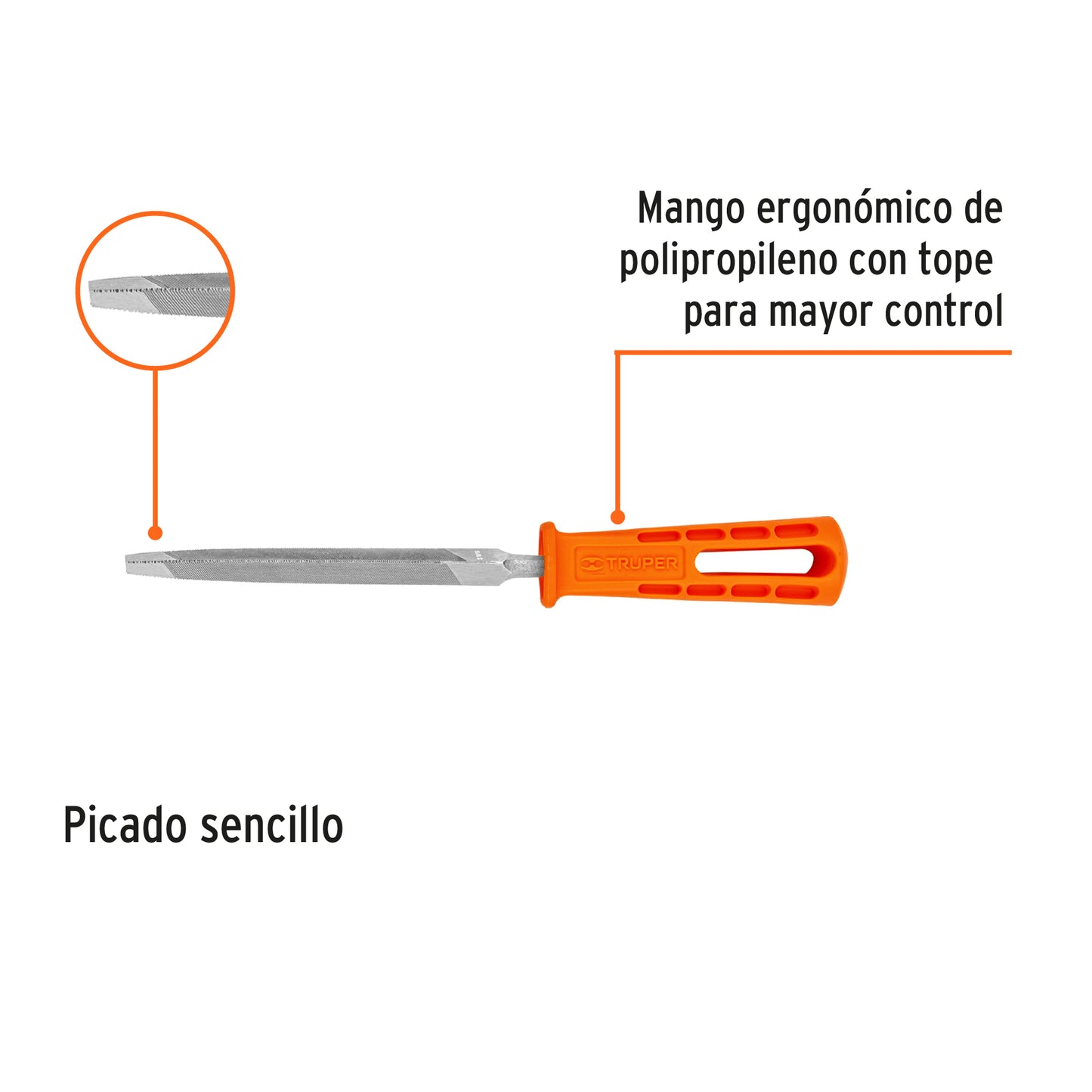 Lima Triángulo Pesado 4 pulg con Mango 34 dpp