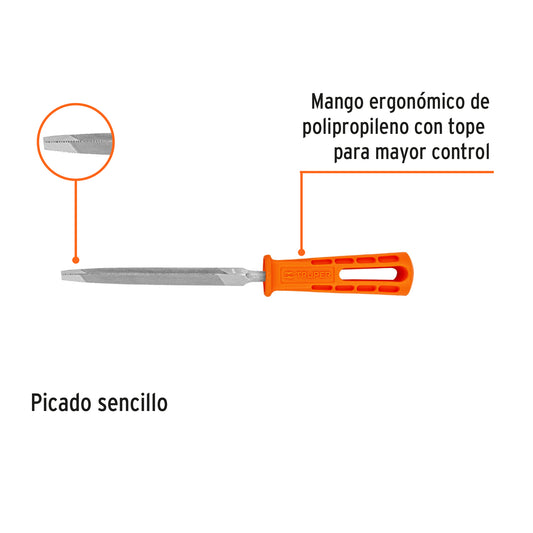 Lima Triángulo Pesado 4 pulg con Mango 34 dpp