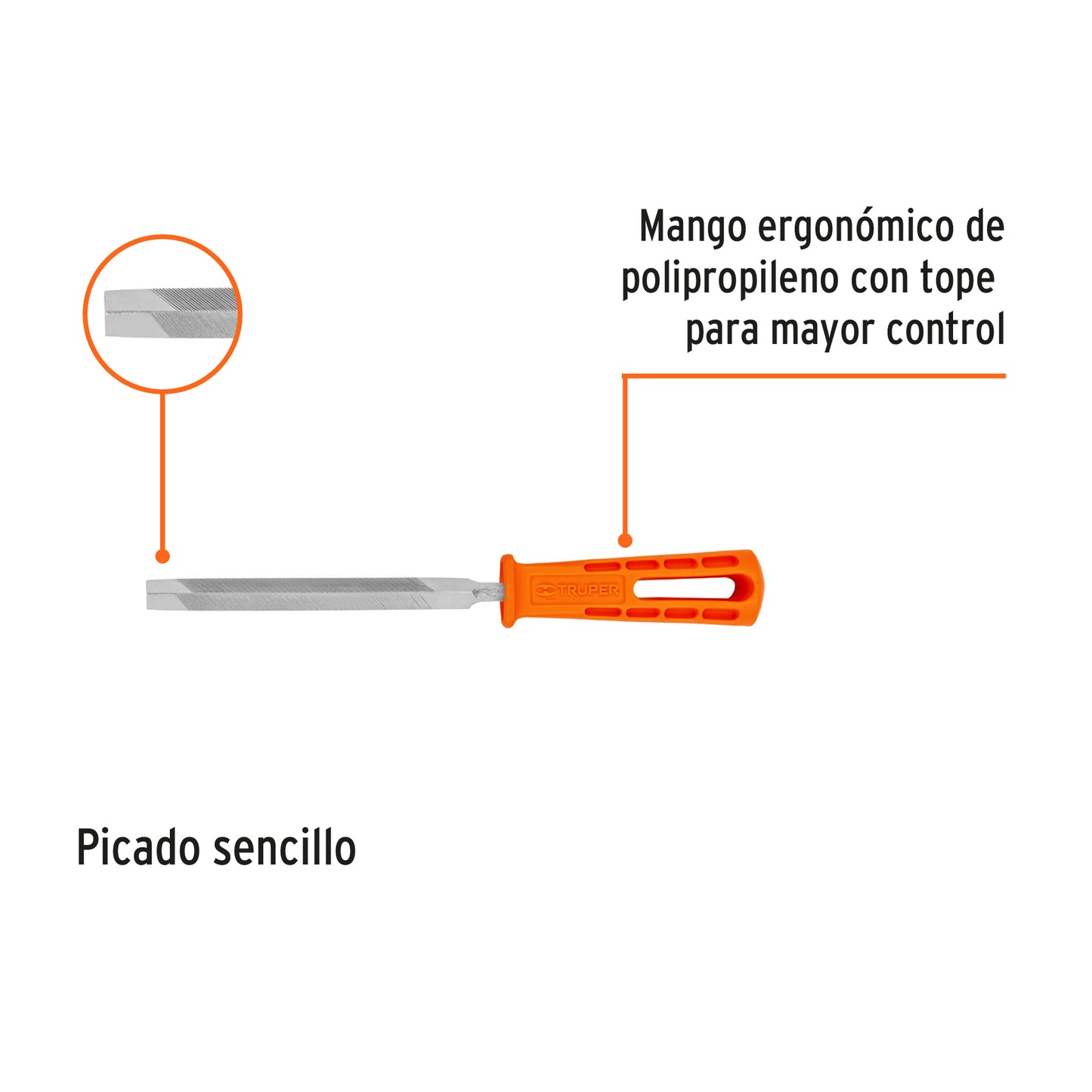 Lima Triángulo Pesado 5 pulg con Mango 34 dpp