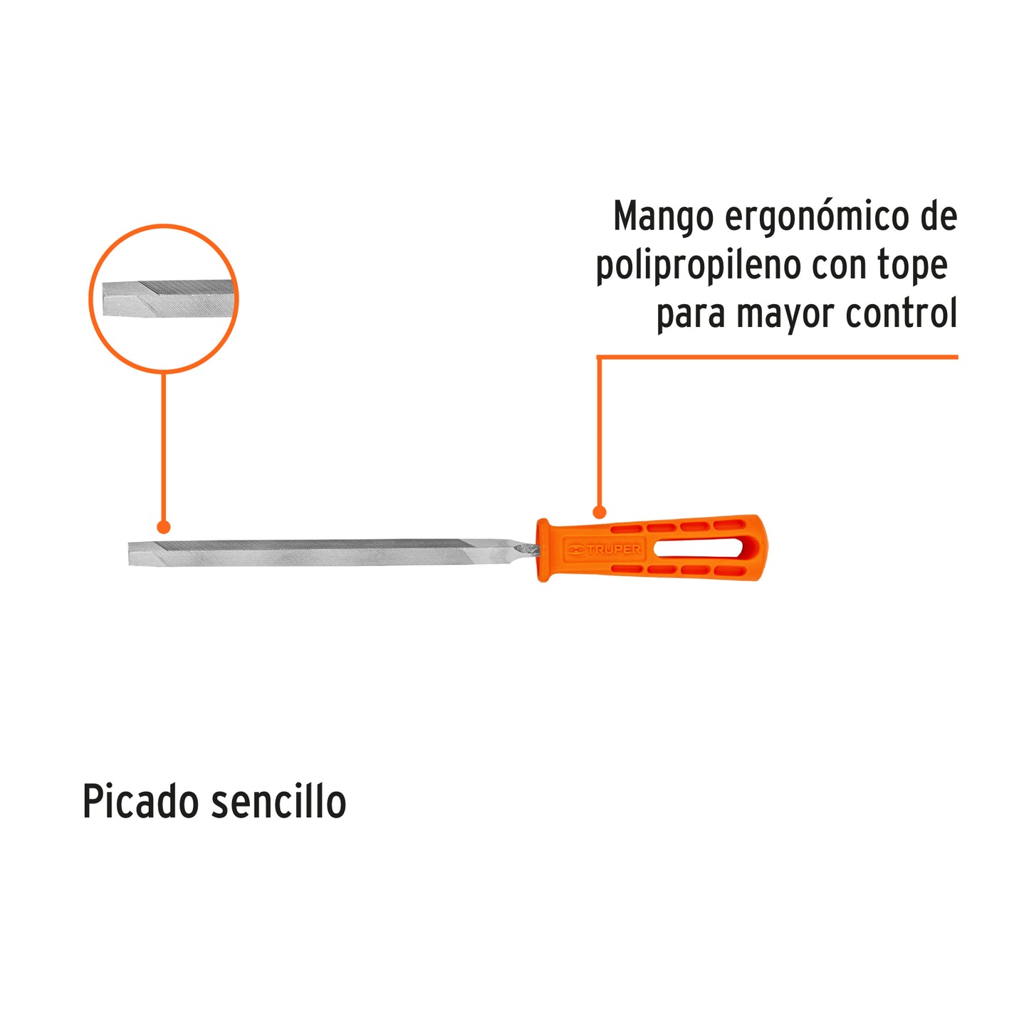 Lima Triángulo Pesado 7 pulg con Mango 34 dpp