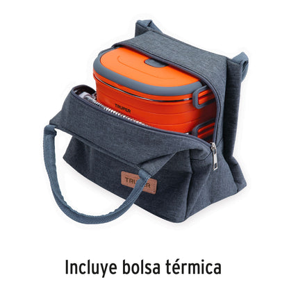 Lonchera térmica con 3 contenedores de acero inoxidable y bolsa térmica