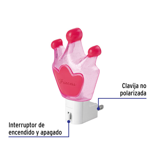 Luz de noche con lámpara E12 con figura de corona