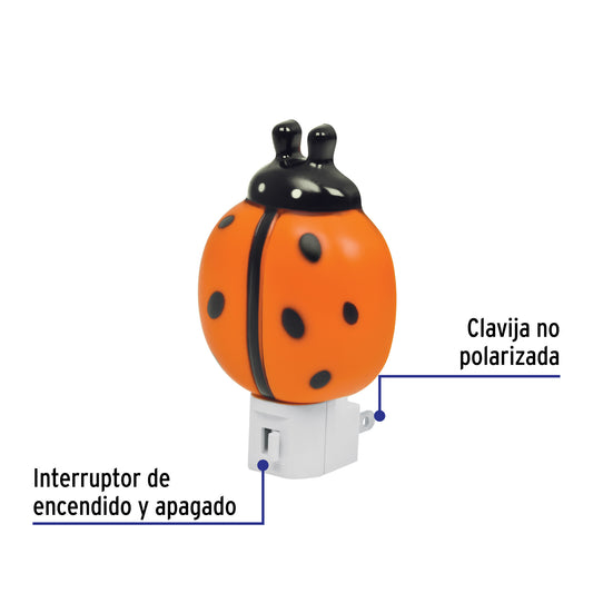 Luz de noche con lámpara E12 con figura de catarina