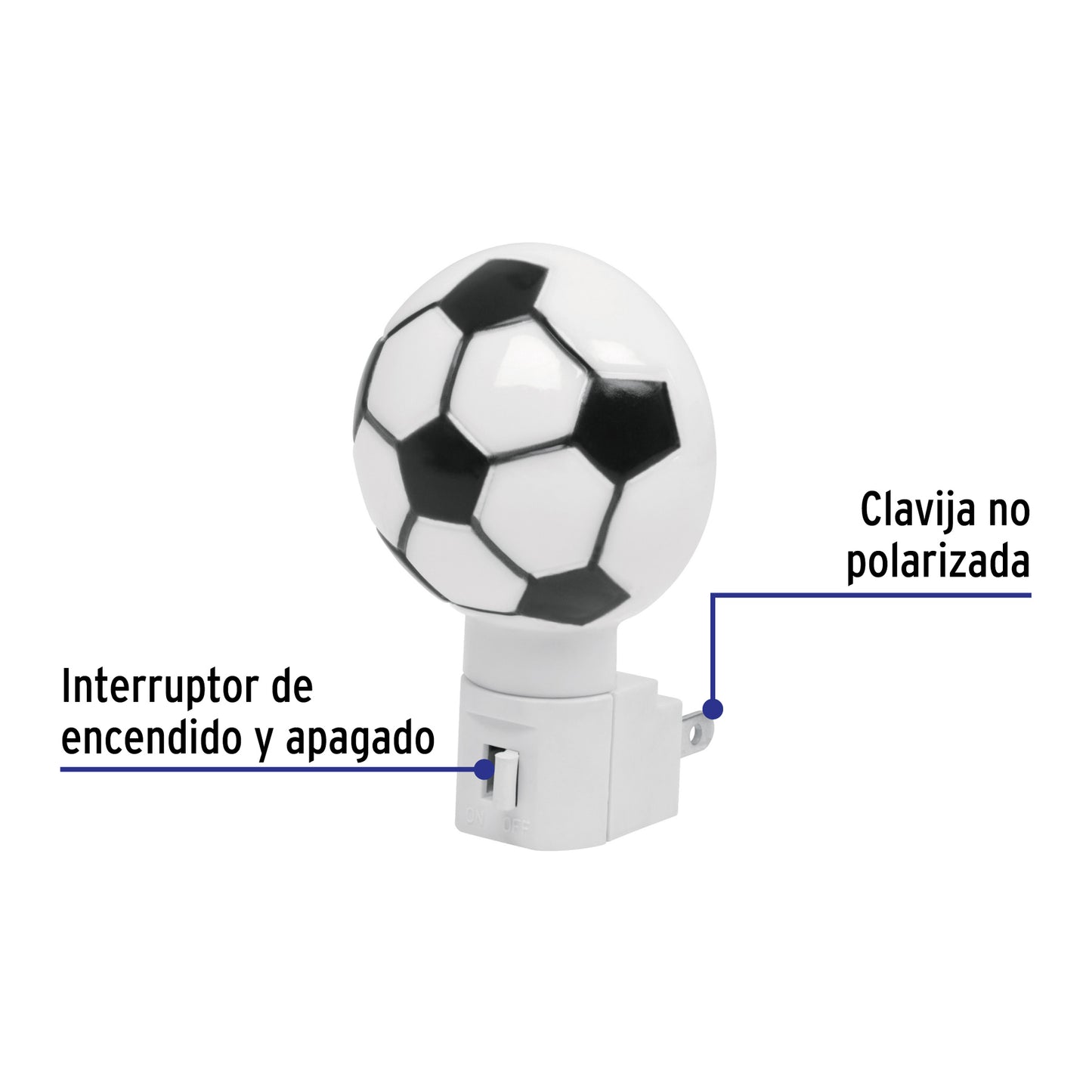 Luz de noche con lámpara E12 con figura de balón soccer