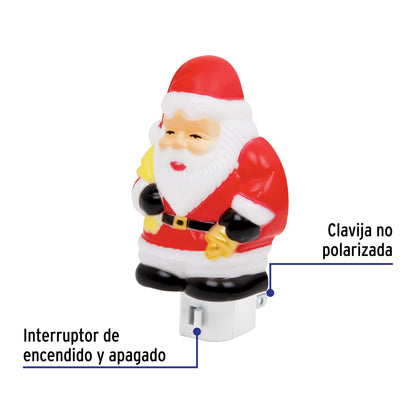 Luz de noche con lámpara E12 con figura de Santa Claus