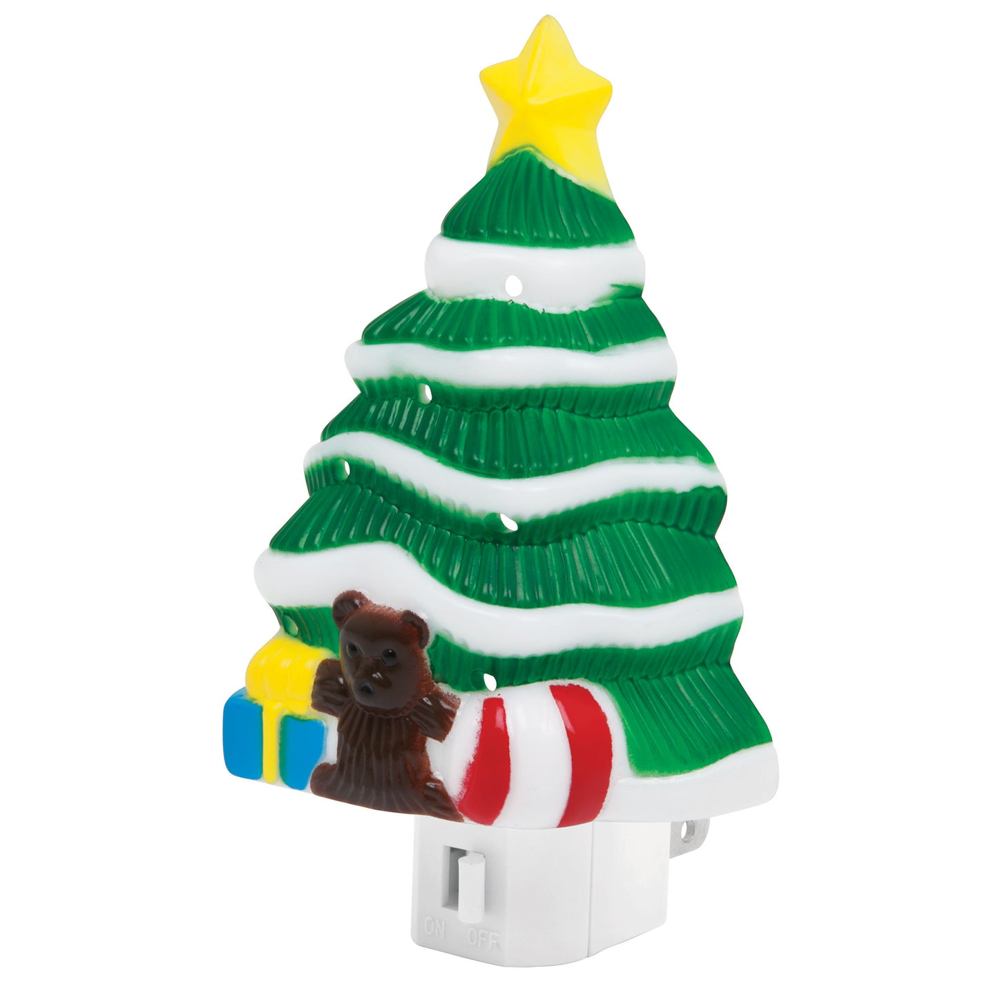 Luz de noche con lámpara E12 con figura de árbol de Navidad
