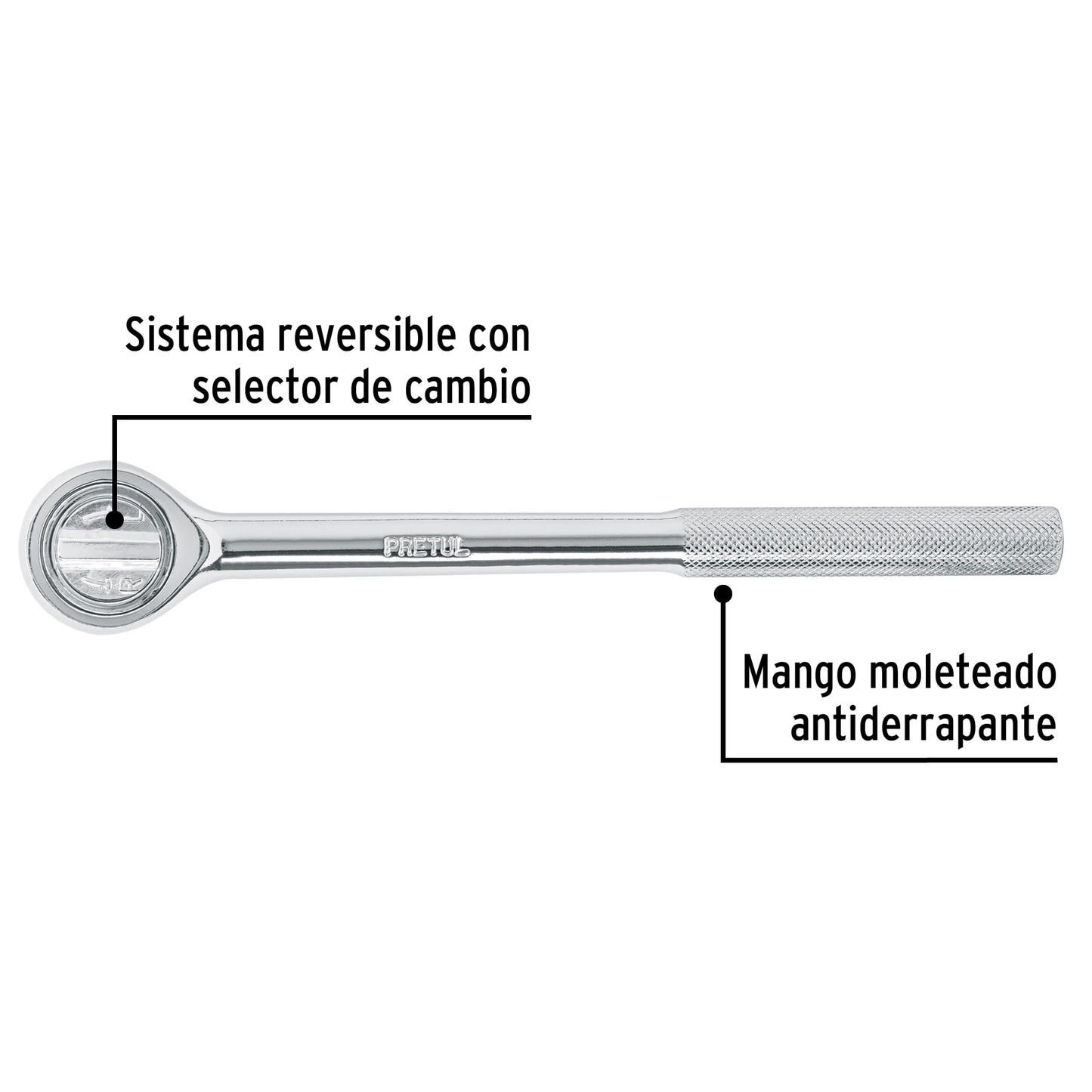 Matraca cuadro 1/2pulg cabeza redonda