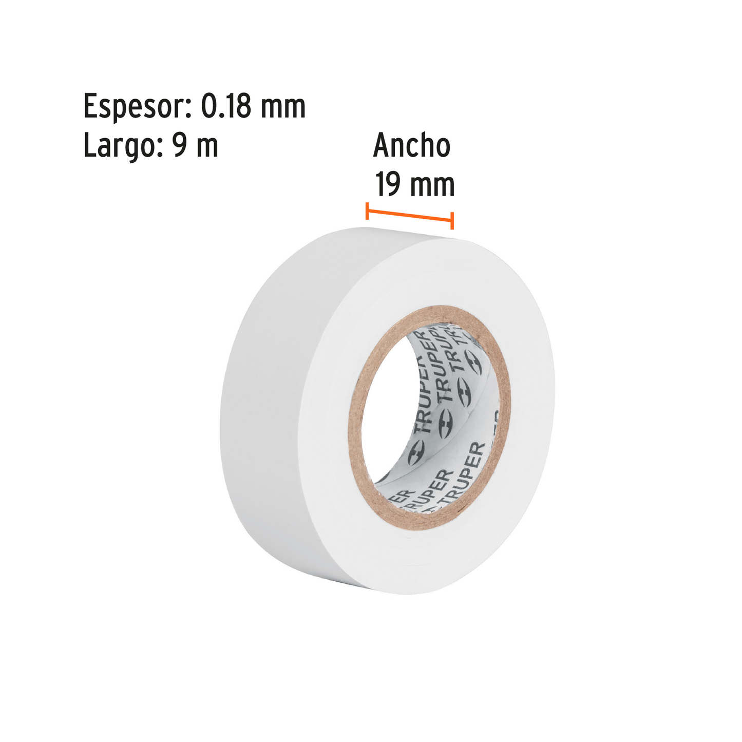 Cinta aislante 9 m x 19 mm blanca