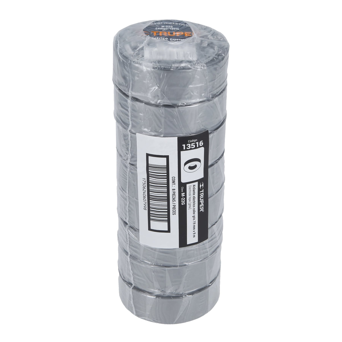 Cinta aislante 9 m x 19 mm gris