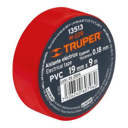 Cinta aislante 9 m x 19 mm roja