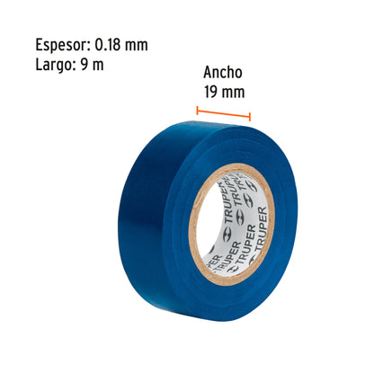 Cinta aislante 9 m x 19 mm azul