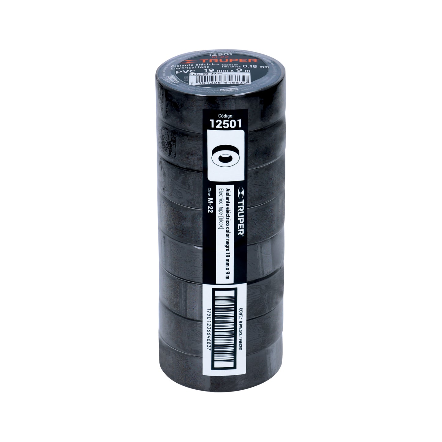 Cinta aislante 9 m x 19 mm negra