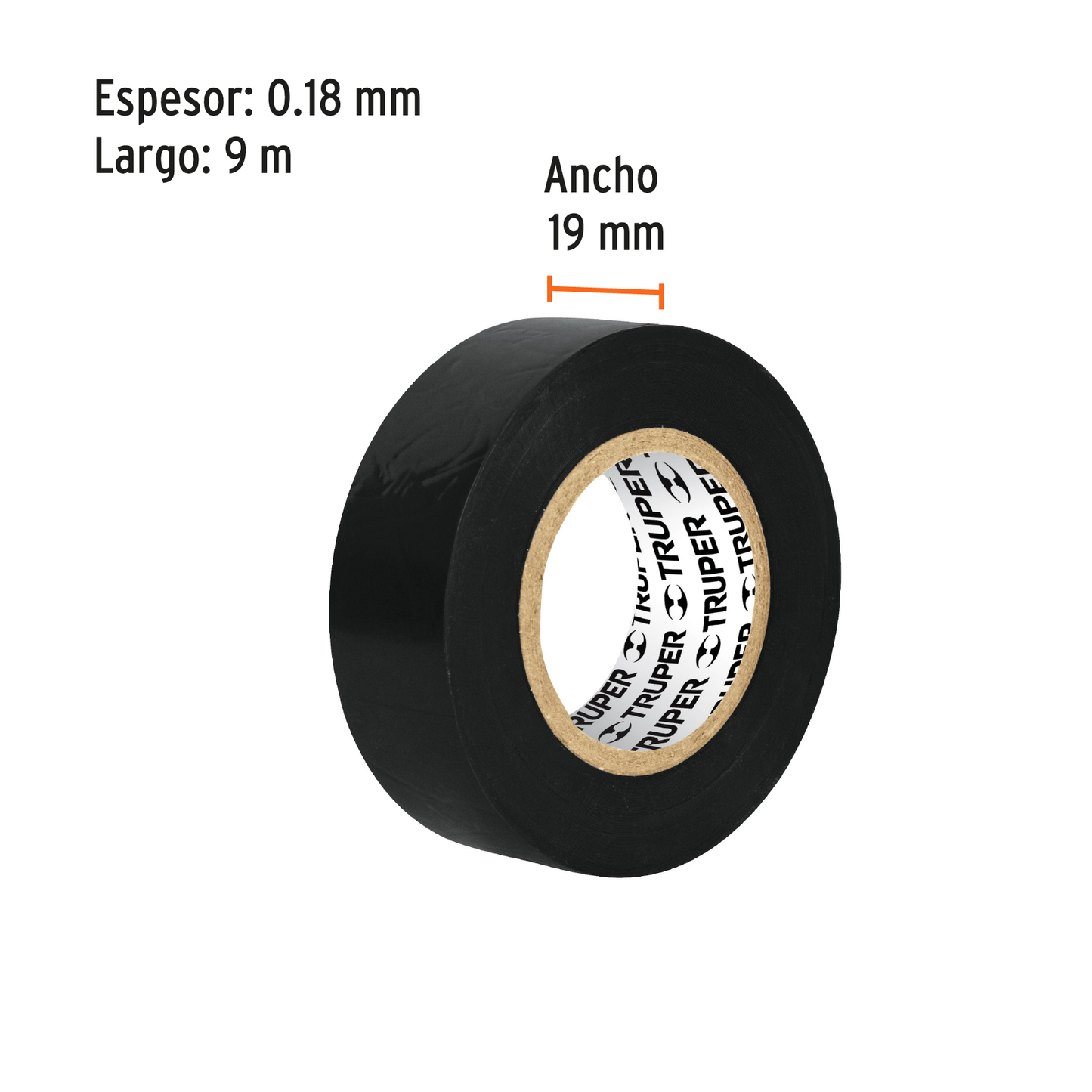 Cinta aislante 9 m x 19 mm negra