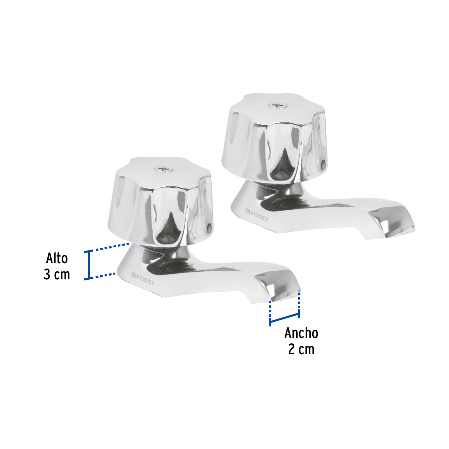 Juego de 2 llaves individuales para lavabo con manerales metálicos y cartucho cerámico