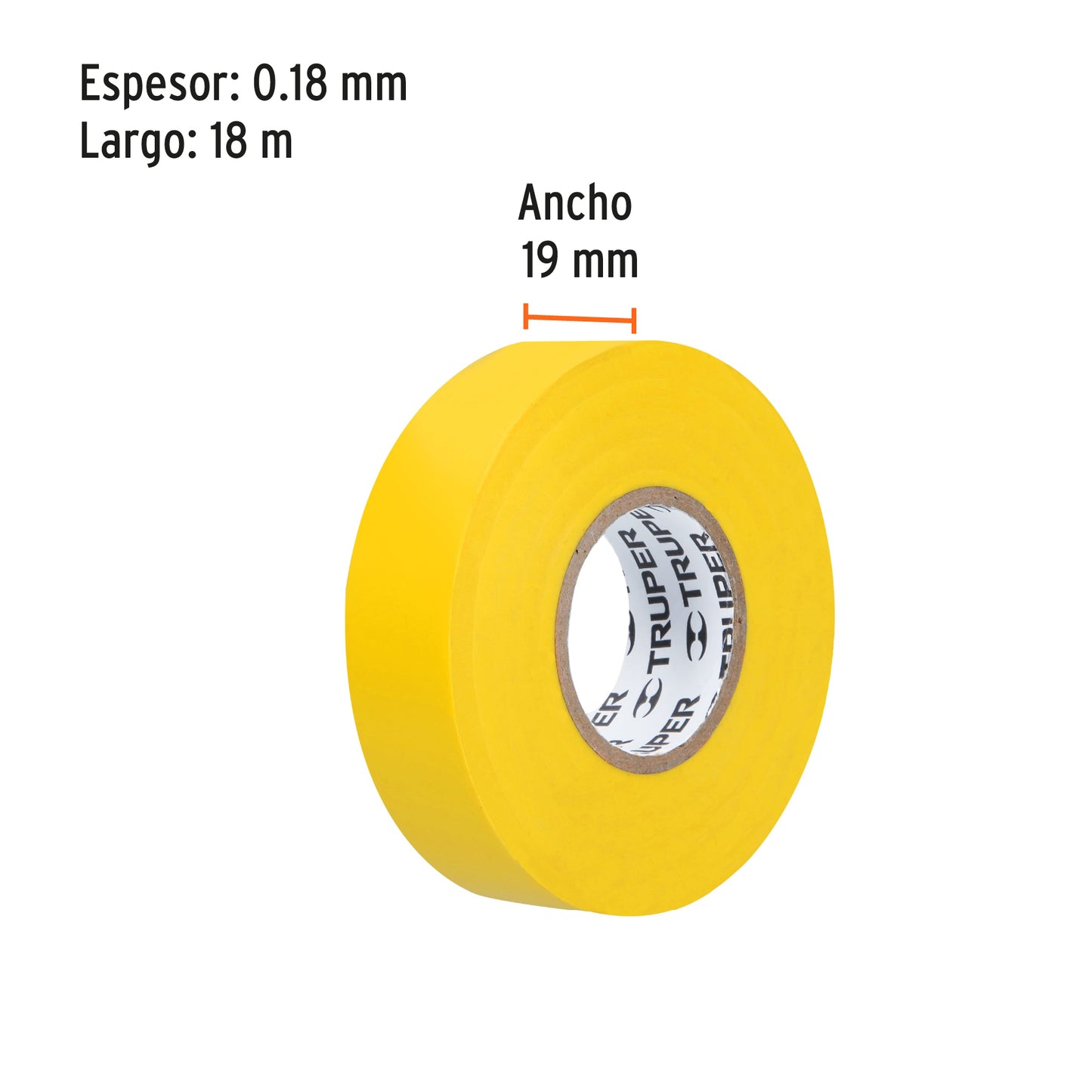 Cinta aislante 18 m x 19 mm amarilla