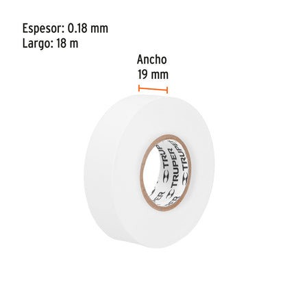 Cinta aislante 18 m x 19 mm blanca