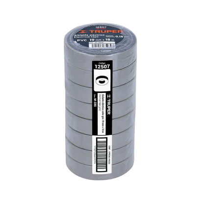Cinta aislante 18 m x 19 mm gris