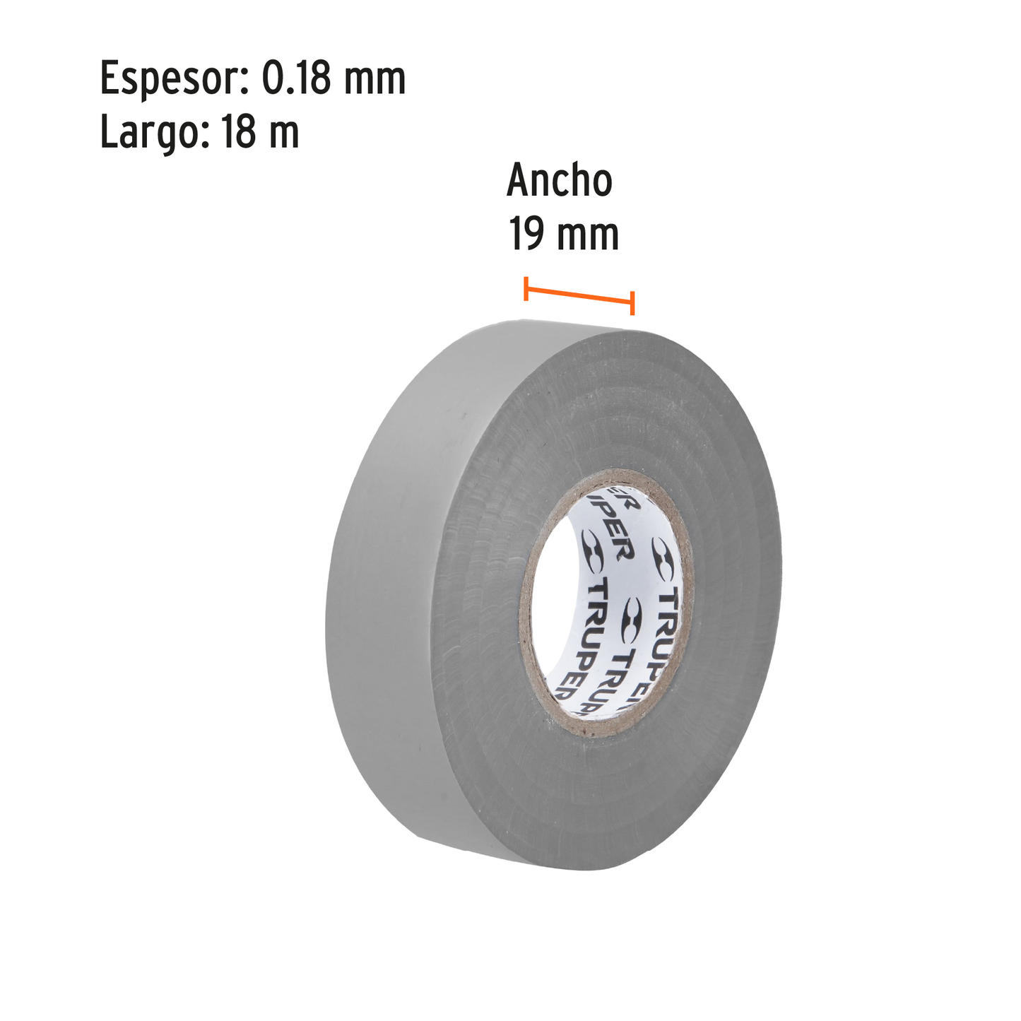 Cinta aislante 18 m x 19 mm gris