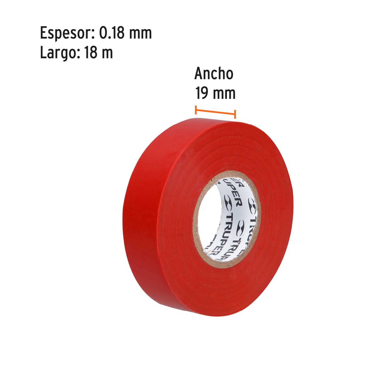 Cinta aislante 18 m x 19 mm roja