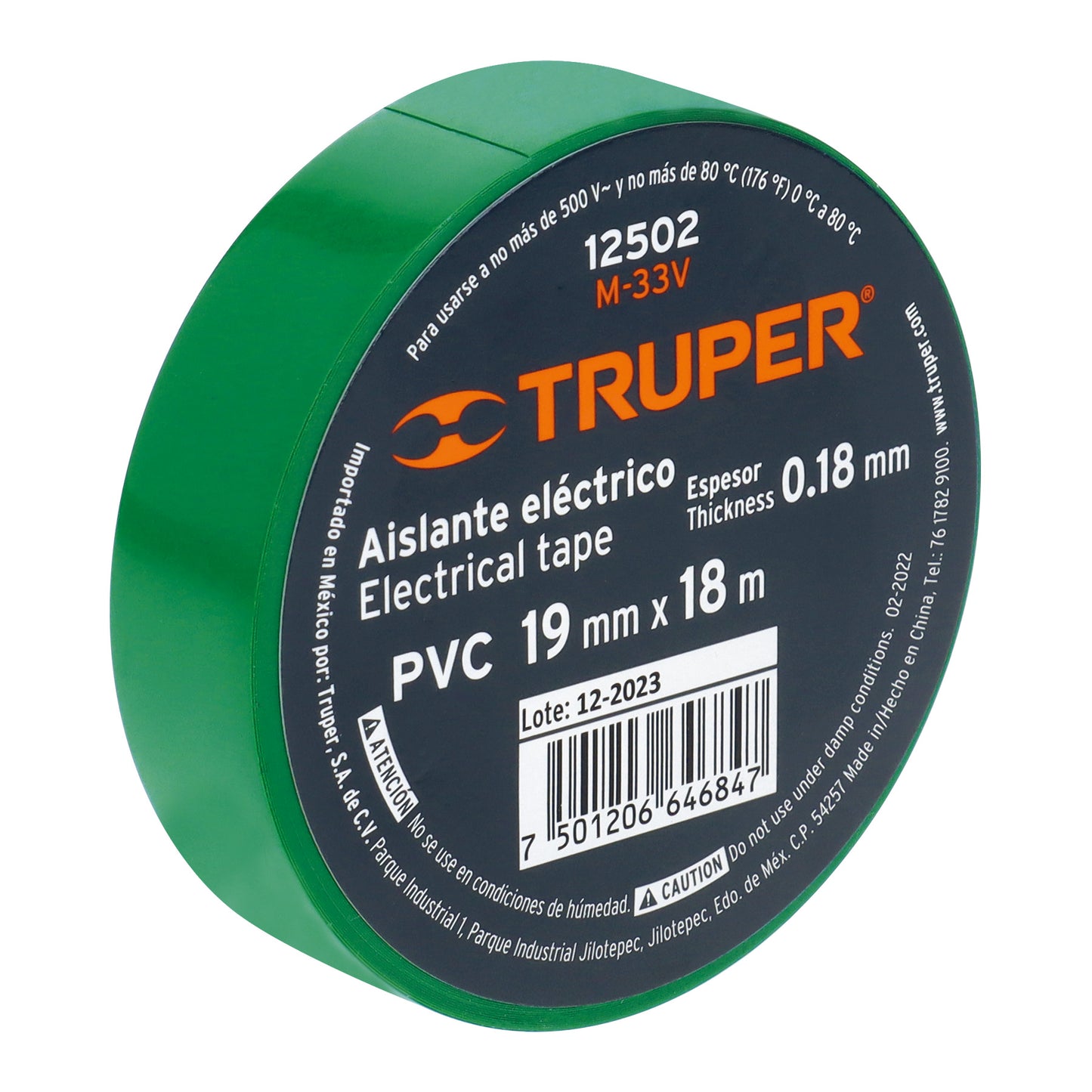 Cinta aislante 18 m x 19 mm verde