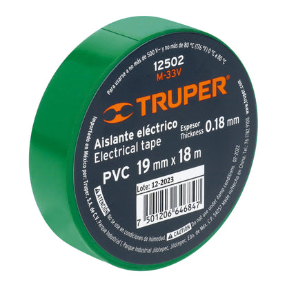 Cinta aislante 18 m x 19 mm verde