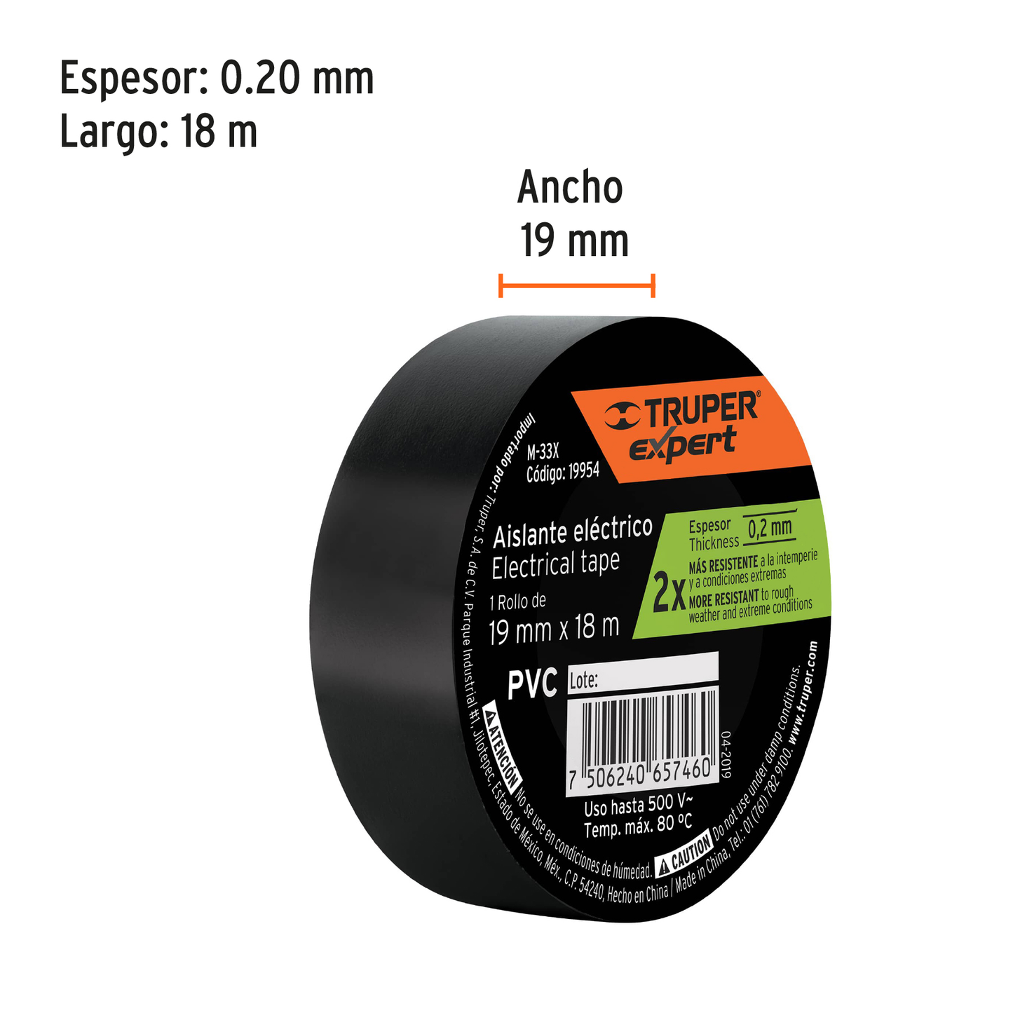 Cinta aislante 19 mm x 18 m negra estandar
