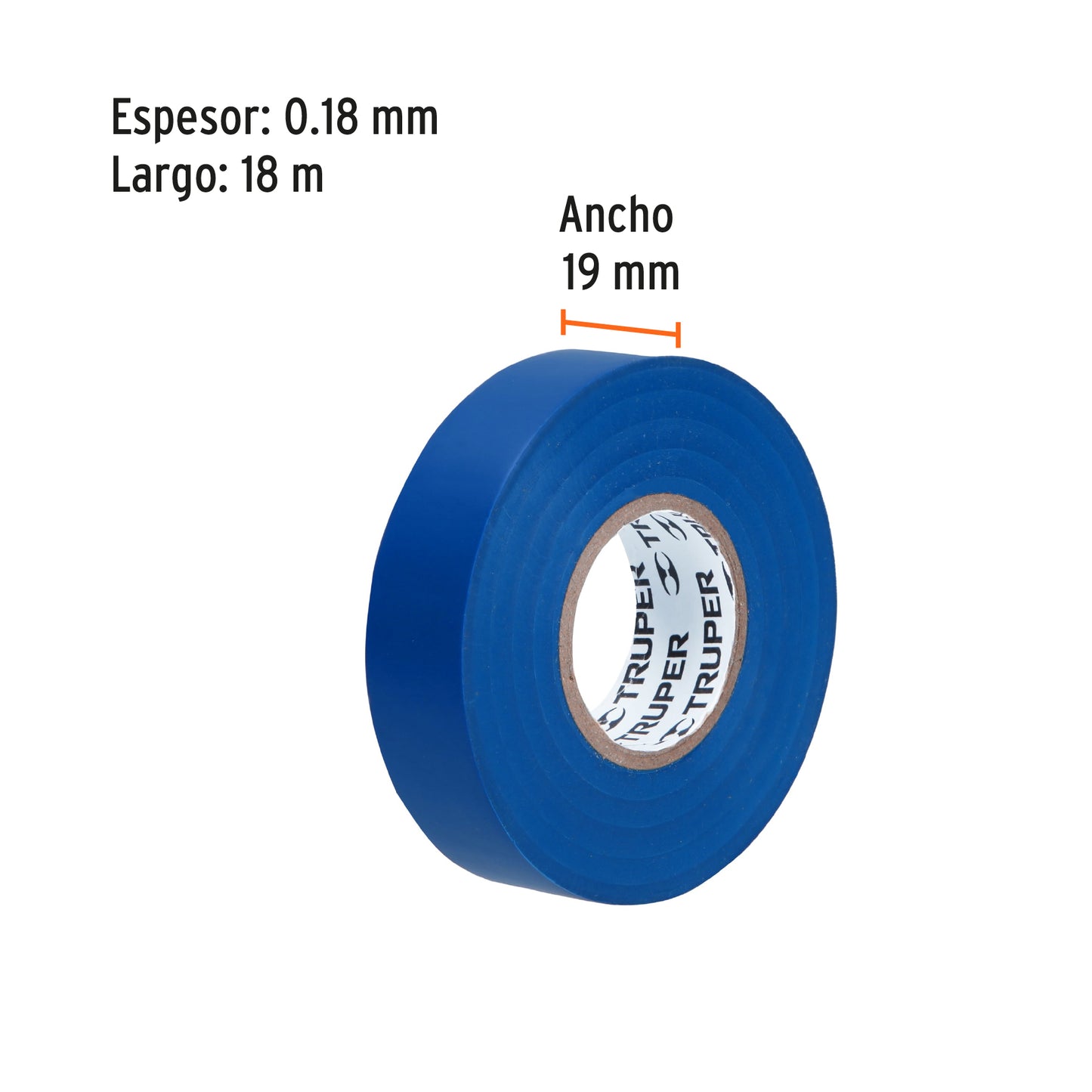 Cinta aislante 18 m x 19 mm azul