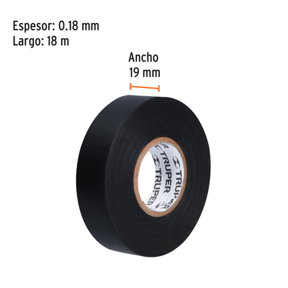 Cinta aislante 18 m x 19 mm negra