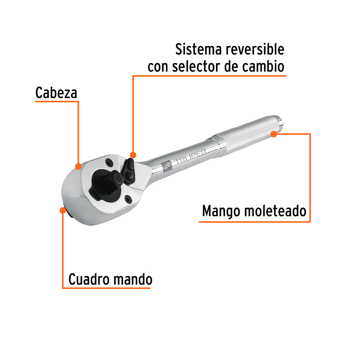 Matraca doble cuadros 3/8pulg y 1/2pulg