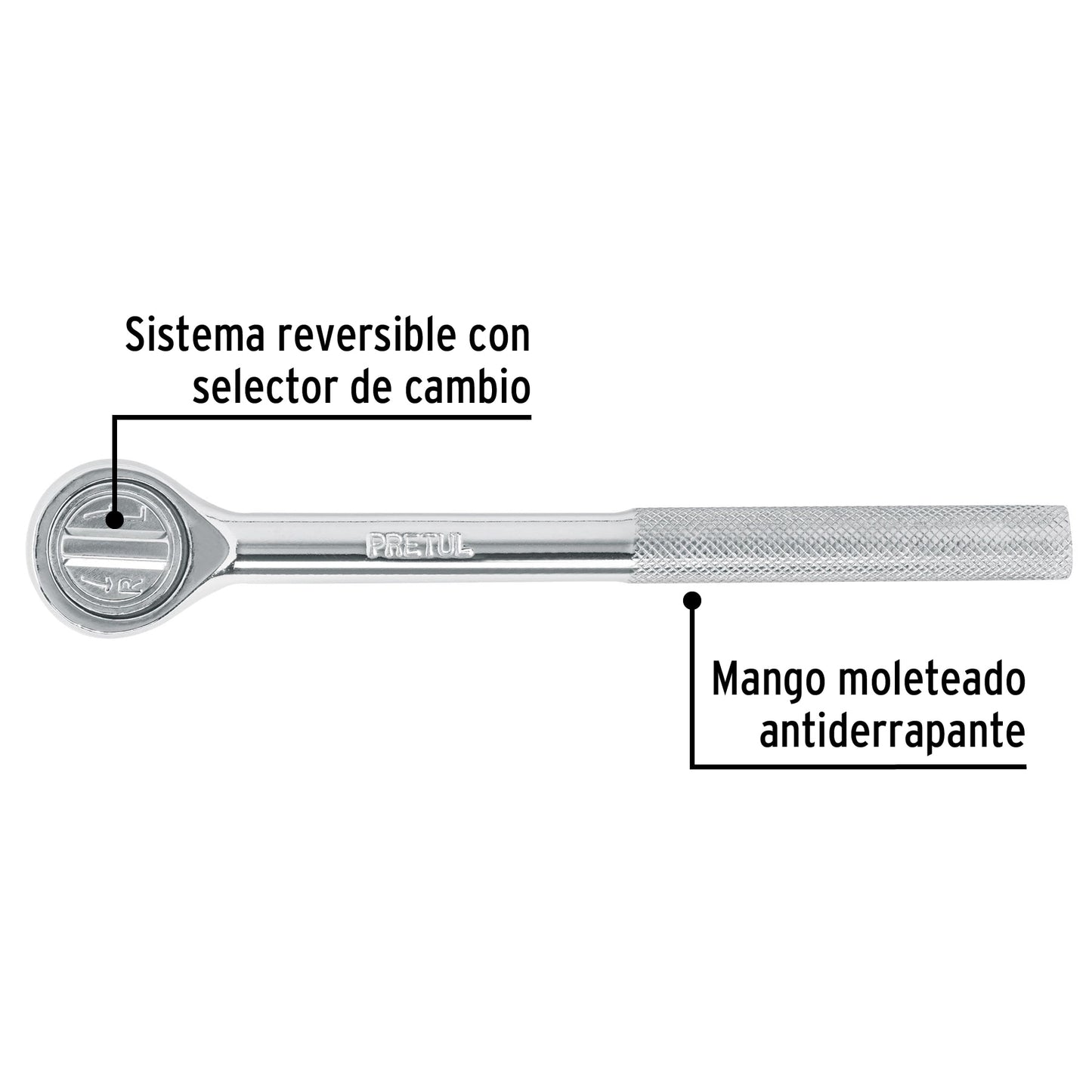 Matraca cuadro 3/8pulg cabeza redonda