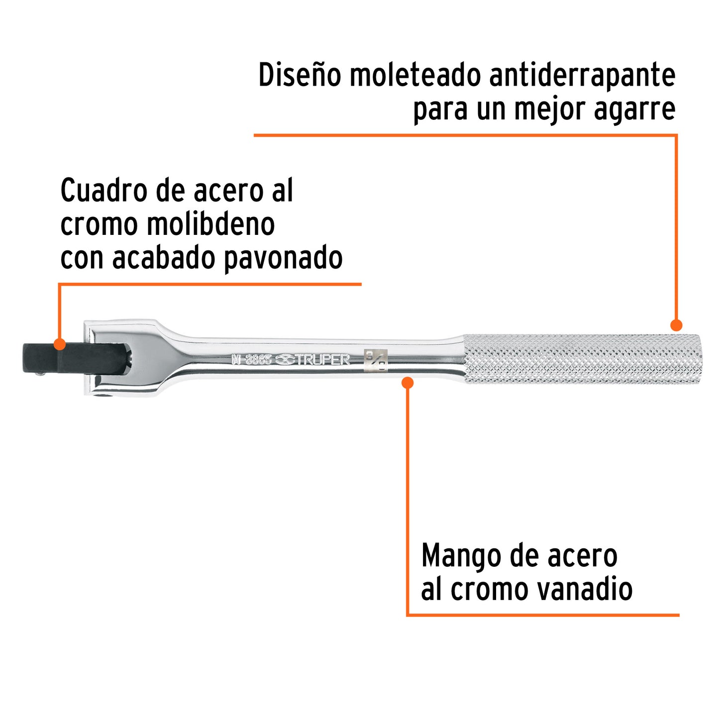Mango articulado cuadro 3/8pulg largo 7 1/2pulg