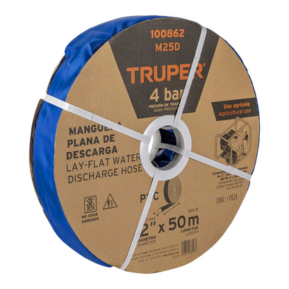 Rollo de manguera plana de 2 pulgadas por 50 m de descarga para motobomba