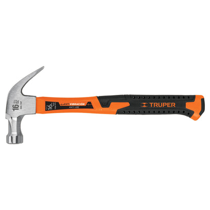 Martillo de uña curva de 16 oz con mango de fibra de vidrio