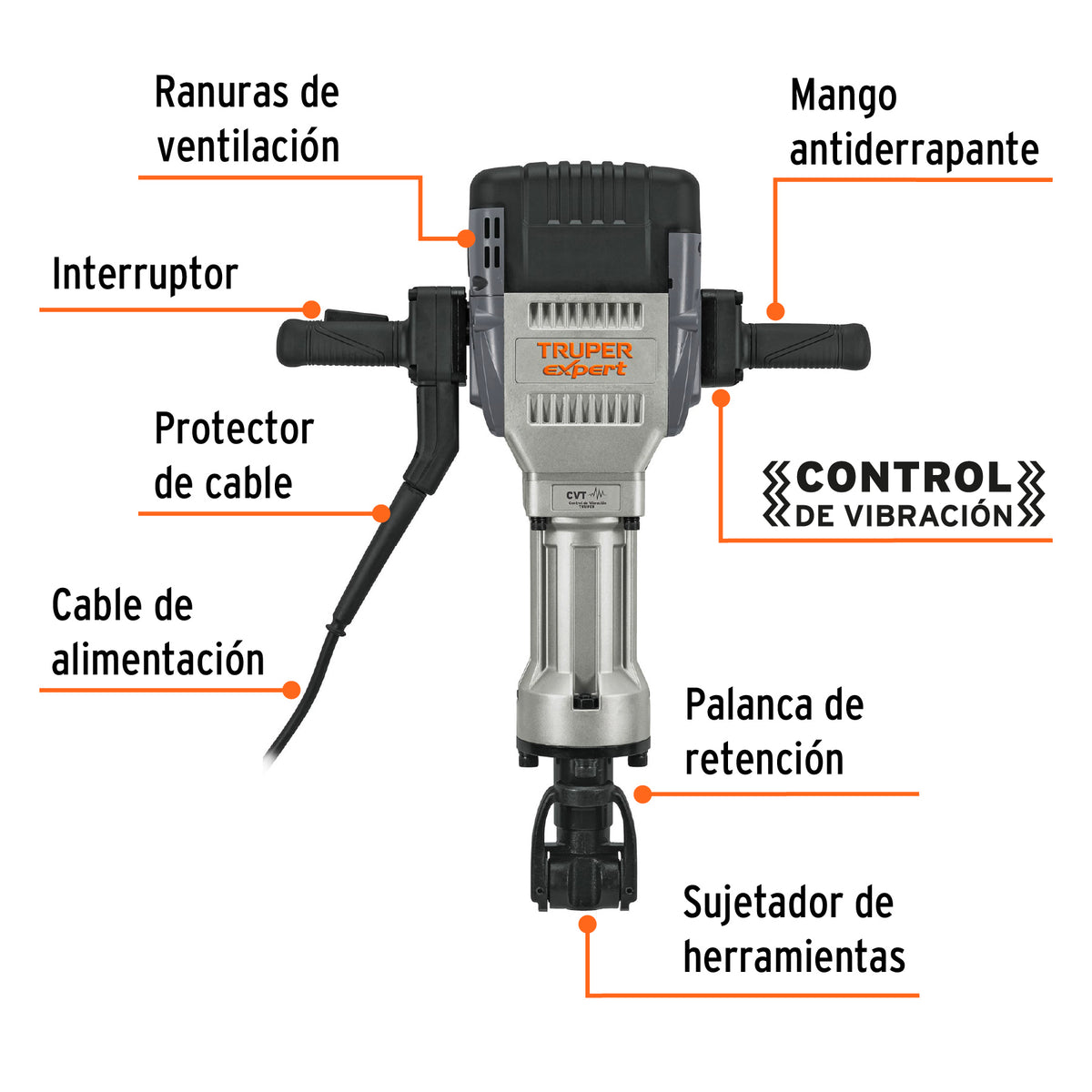 Martillo demoledor HEX 30 kg 62J 2000W - SKU 100894