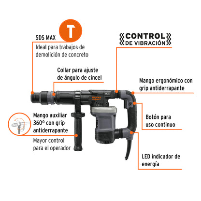 Martillo demoledor SDS Max 6kg 14J 1200W - SKU 100890