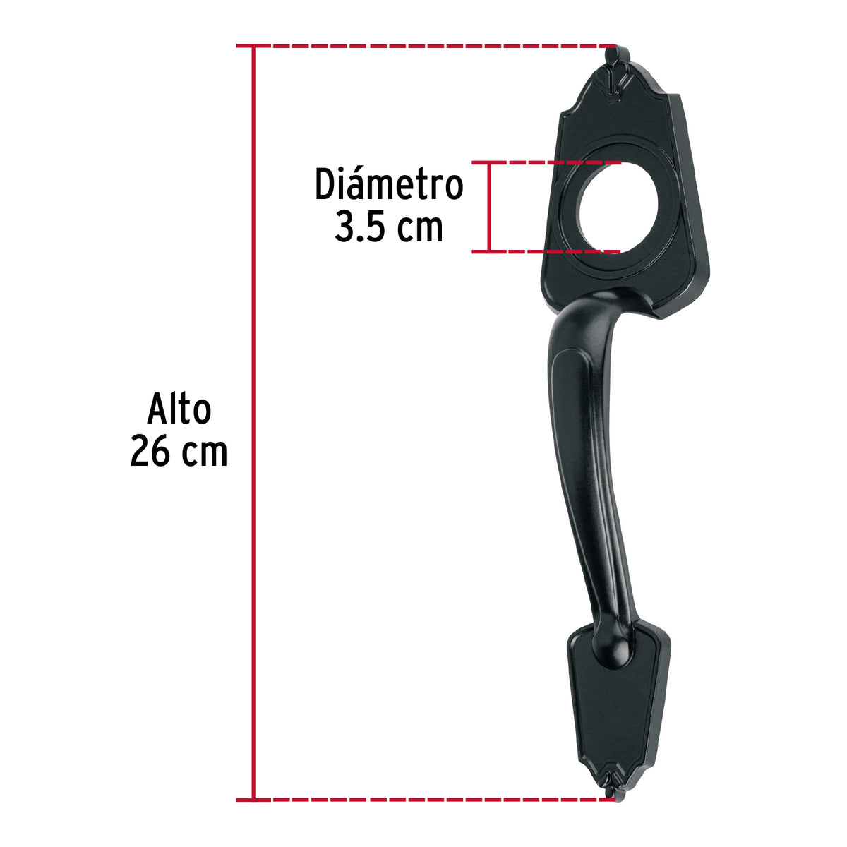 Chapetón metálico para puerta, acabado negro · vista 3