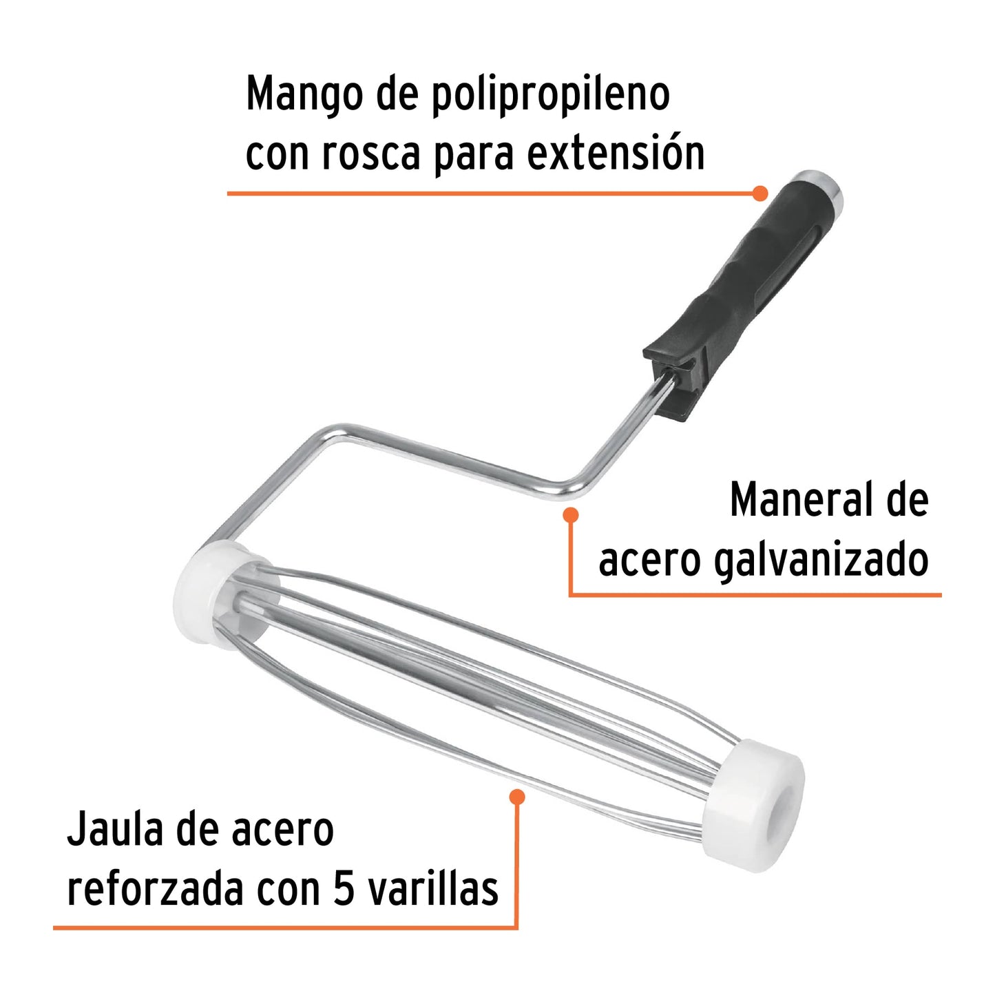 Maneral reforzado de 9 pulgadas con jaula para rodillo