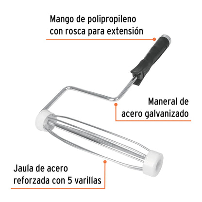 Maneral reforzado de 9 pulgadas con jaula para rodillo