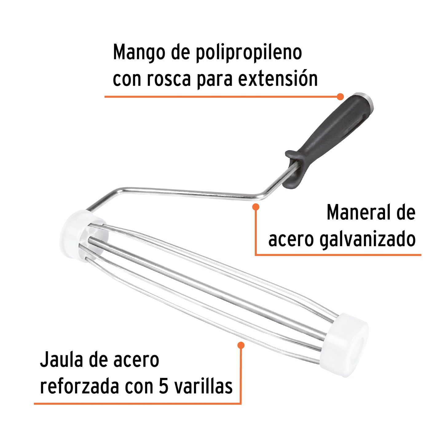 Maneral de 9 pulgadas con jaula para rodillo