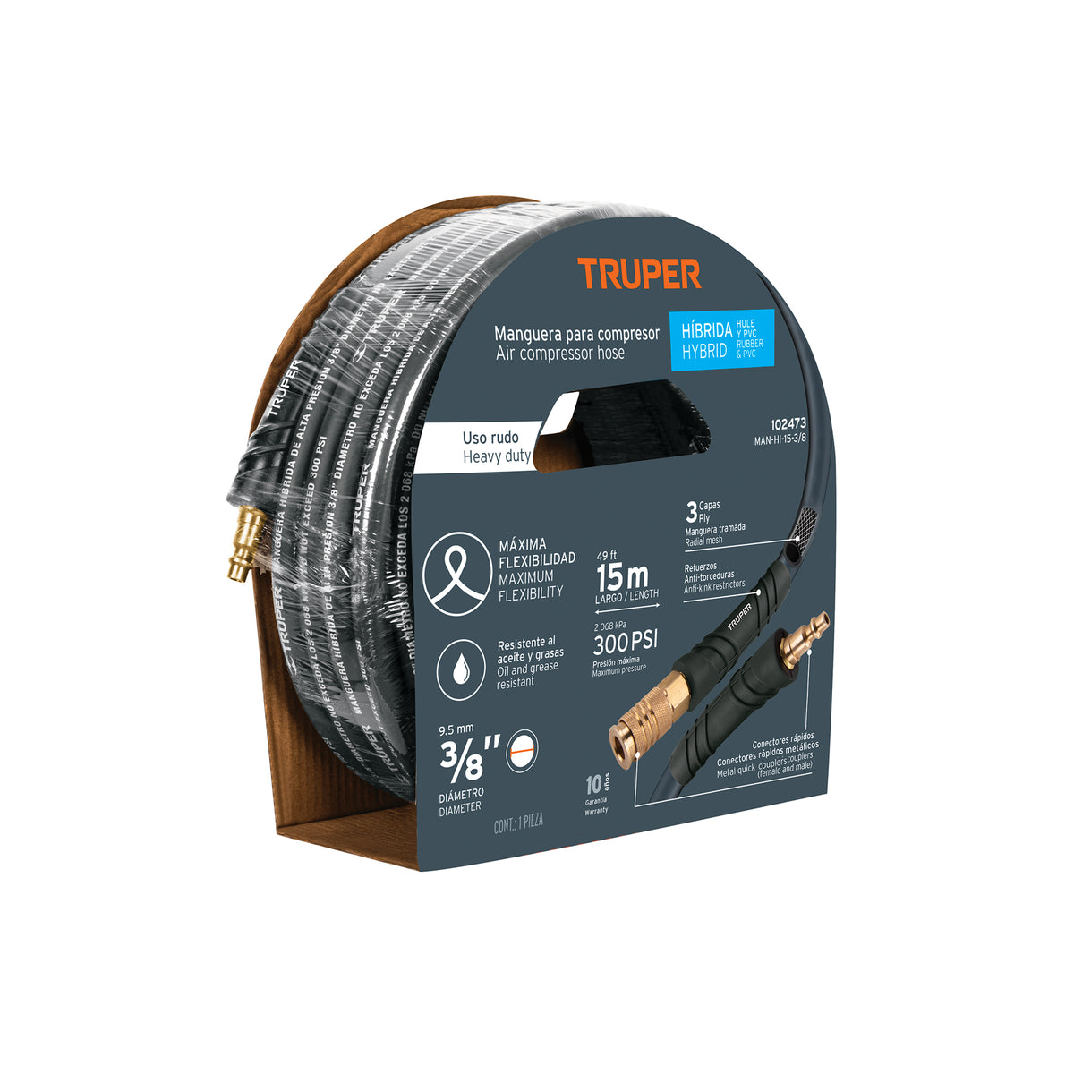 Manguera híbrida compresor 15 m 3/8 pulg
