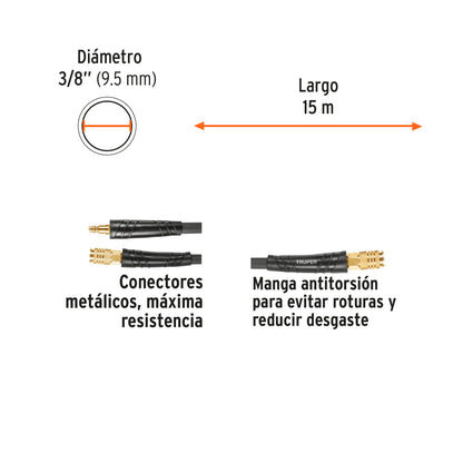 Manguera híbrida compresor 15 m 3/8 pulg