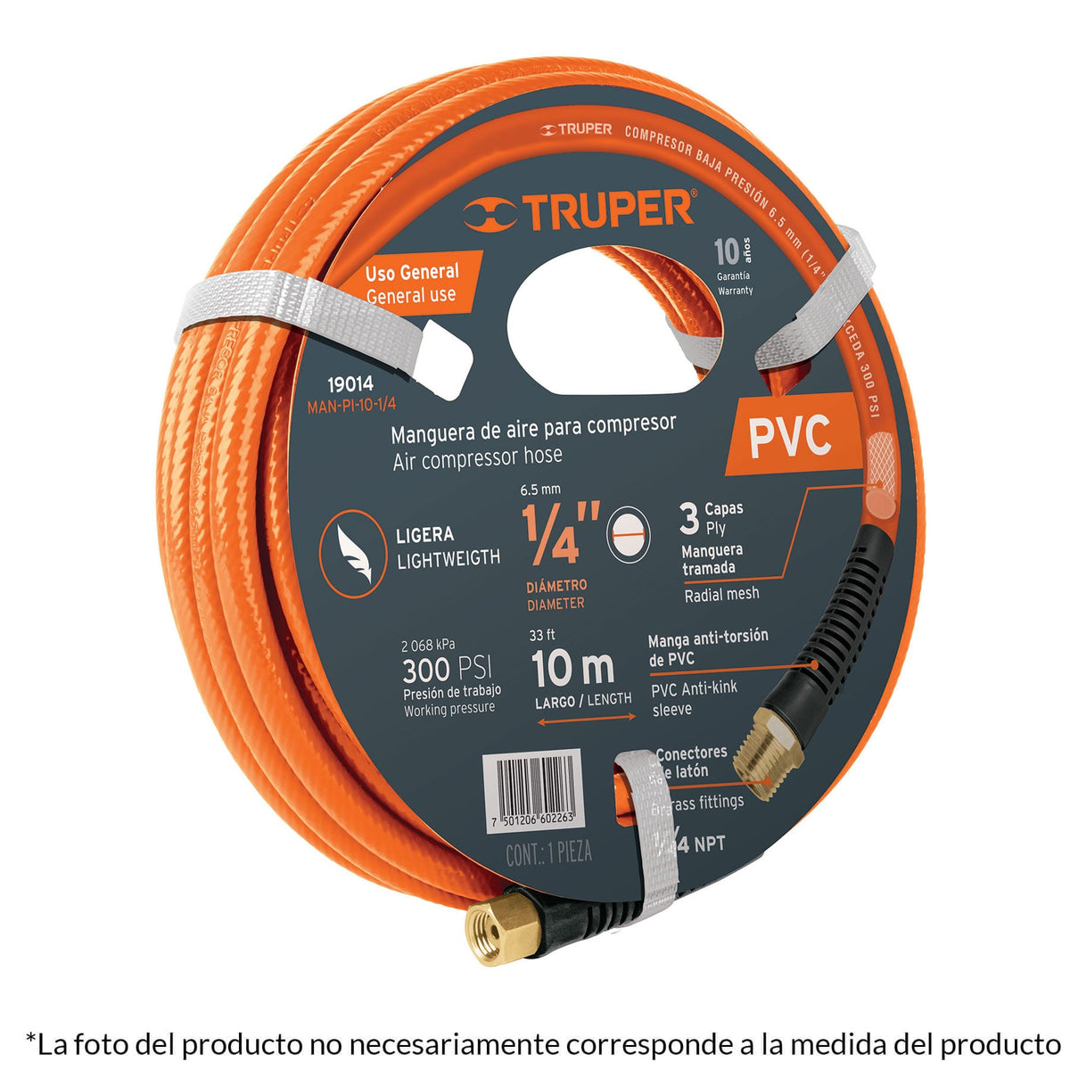 Manguera PVC compresor 10 m 3/8 pulg