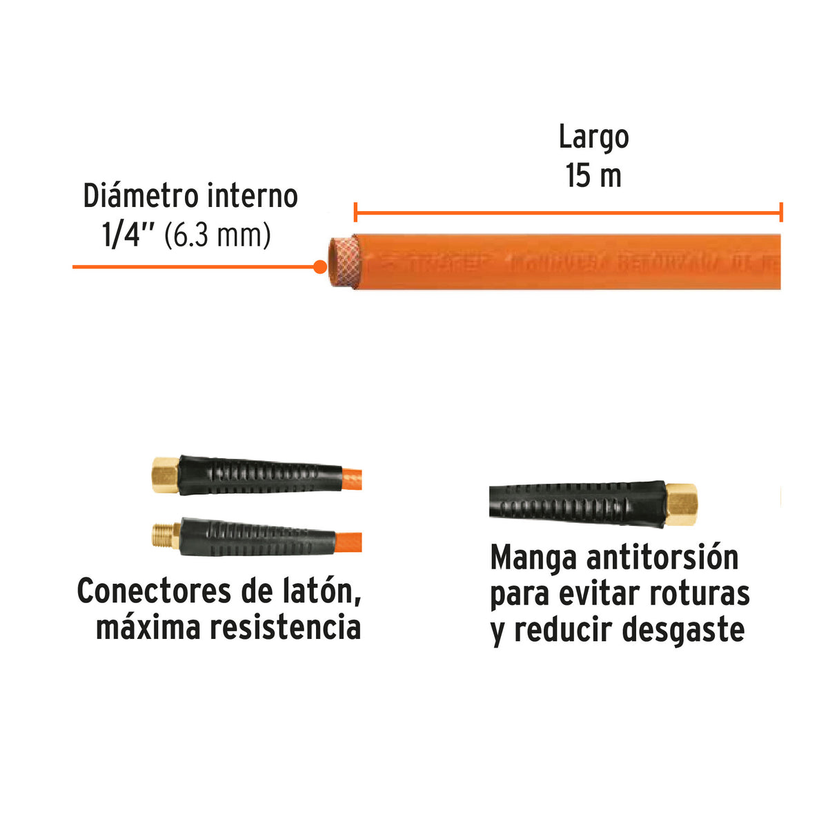 Manguera PVC compresor 15 m 1/4 pulg