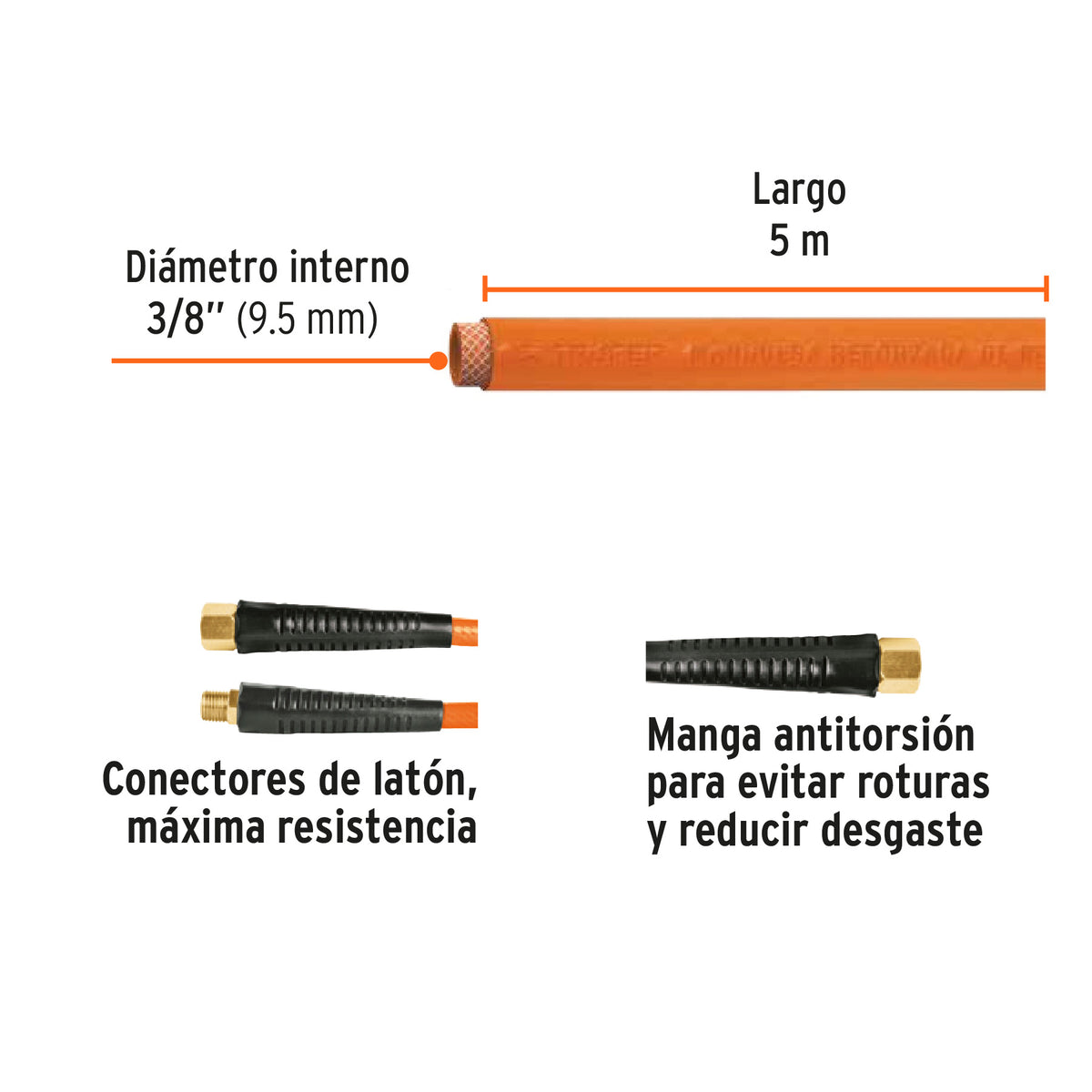 Manguera PVC compresor 5 m 3/8 pulg