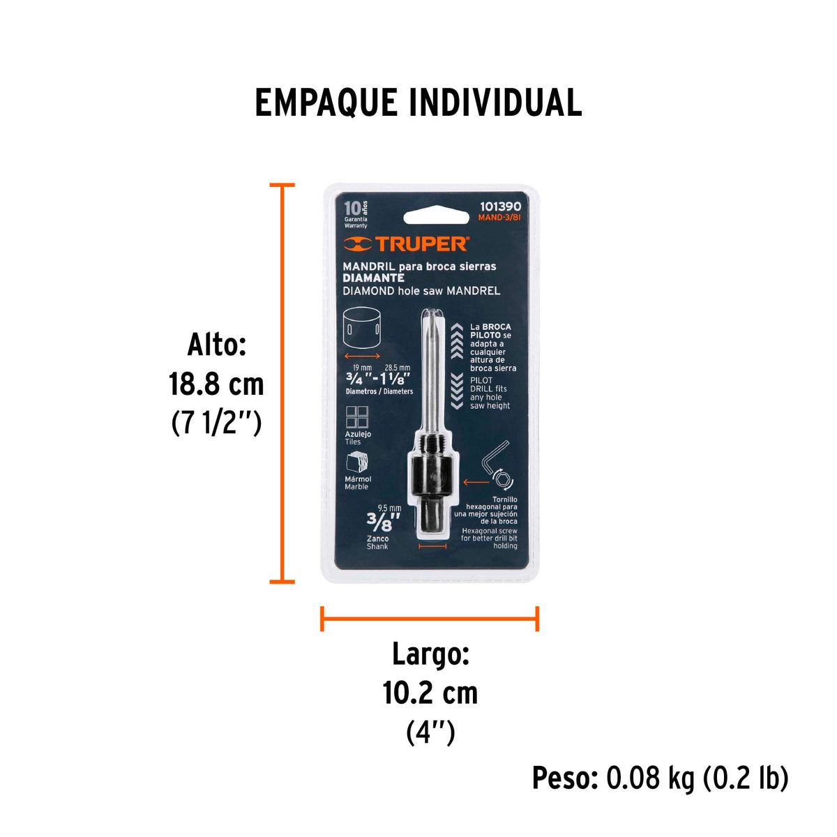 Mandril para brocasierra diamante con rosca 3/8" · vista 4