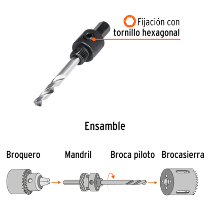Mandril zanco 3/8 pulg. para brocasierras