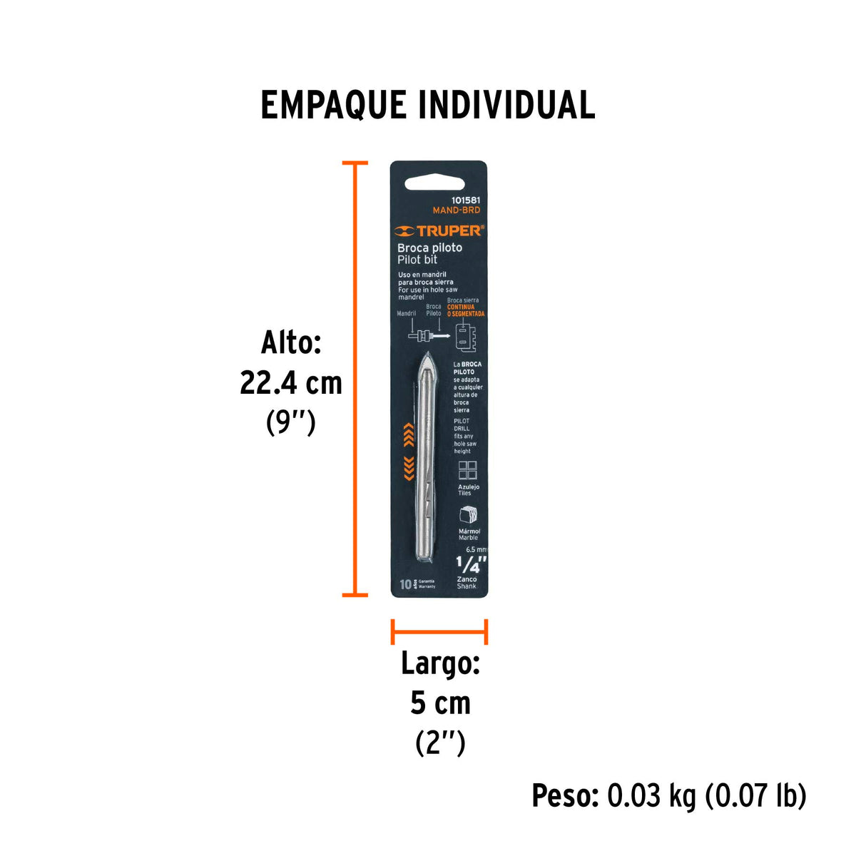 Broca piloto de 1/4" para brocasierras diamante · vista 4