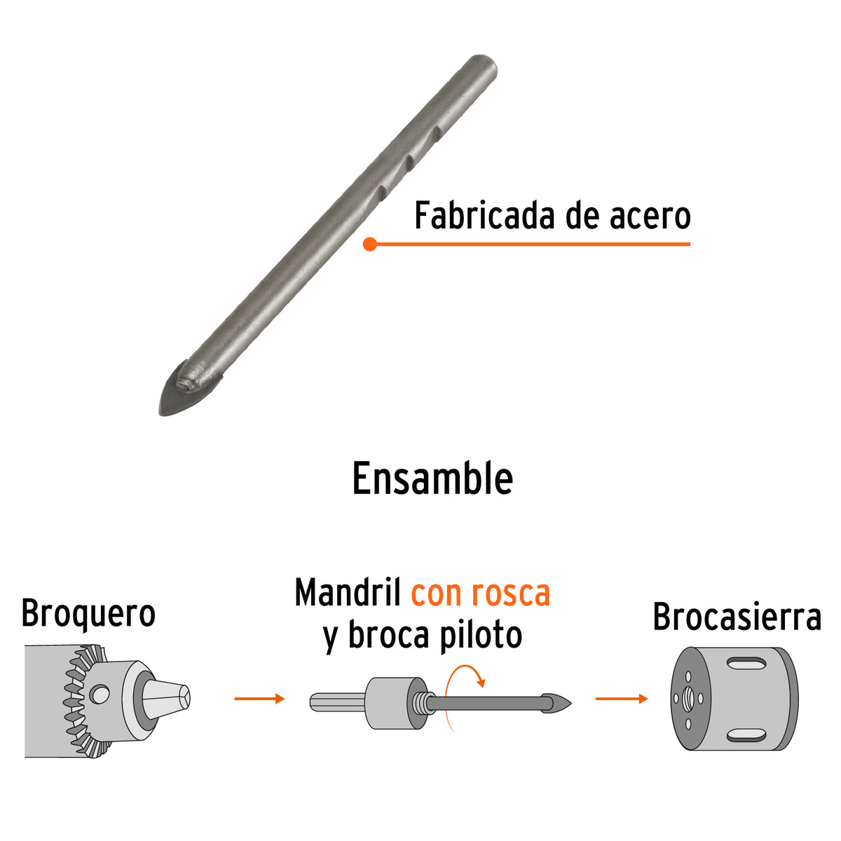 Broca piloto de 1/4" para brocasierras diamante · vista 2