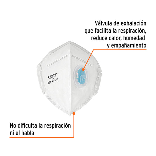 Respirador plegable N95 con válvula